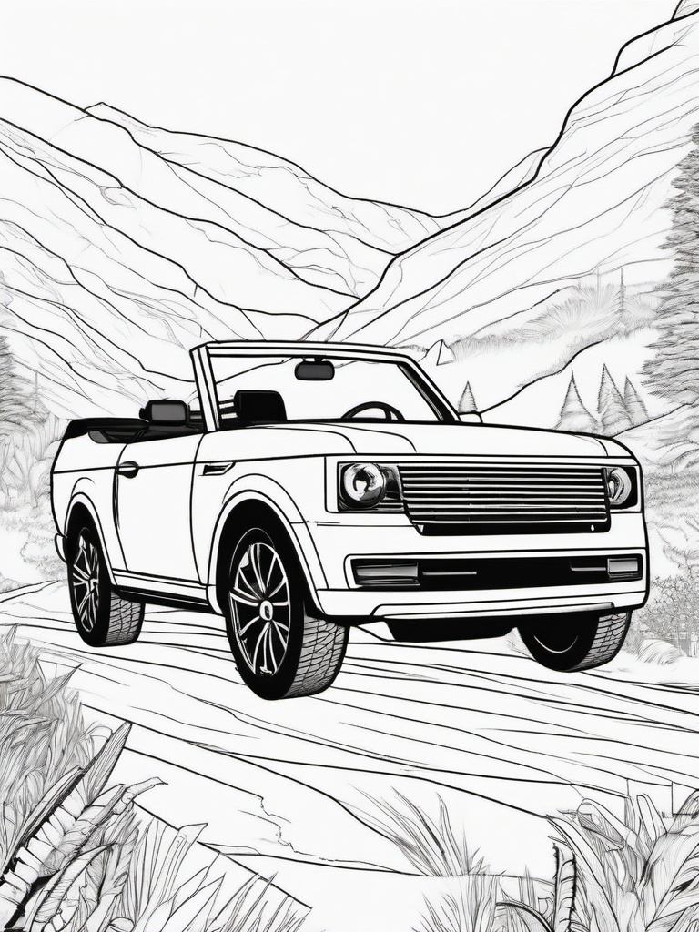 Convertible Car Coloring Pages - Open-Top Car Ready for Adventure  minimal black outline printable sheet, coloring page