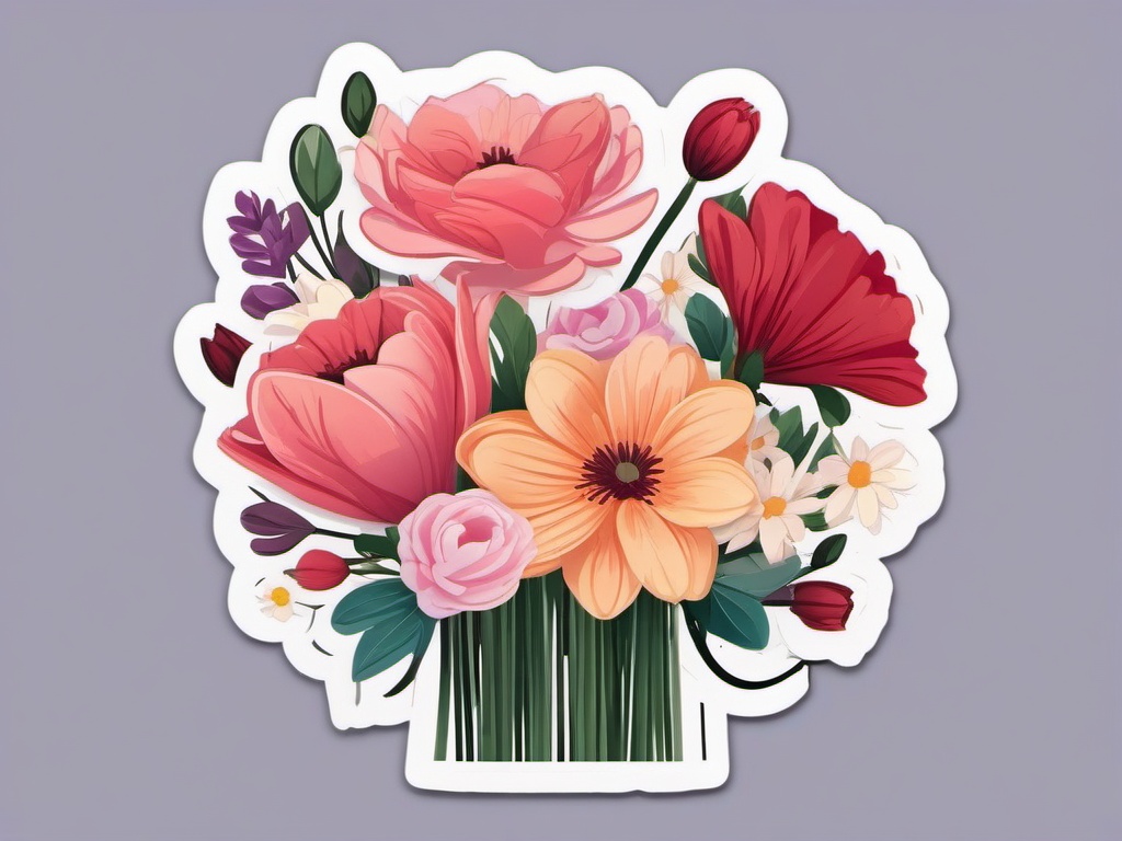 Mother's Day sticker- Blooming Flower Bouquet, , sticker vector art, minimalist design