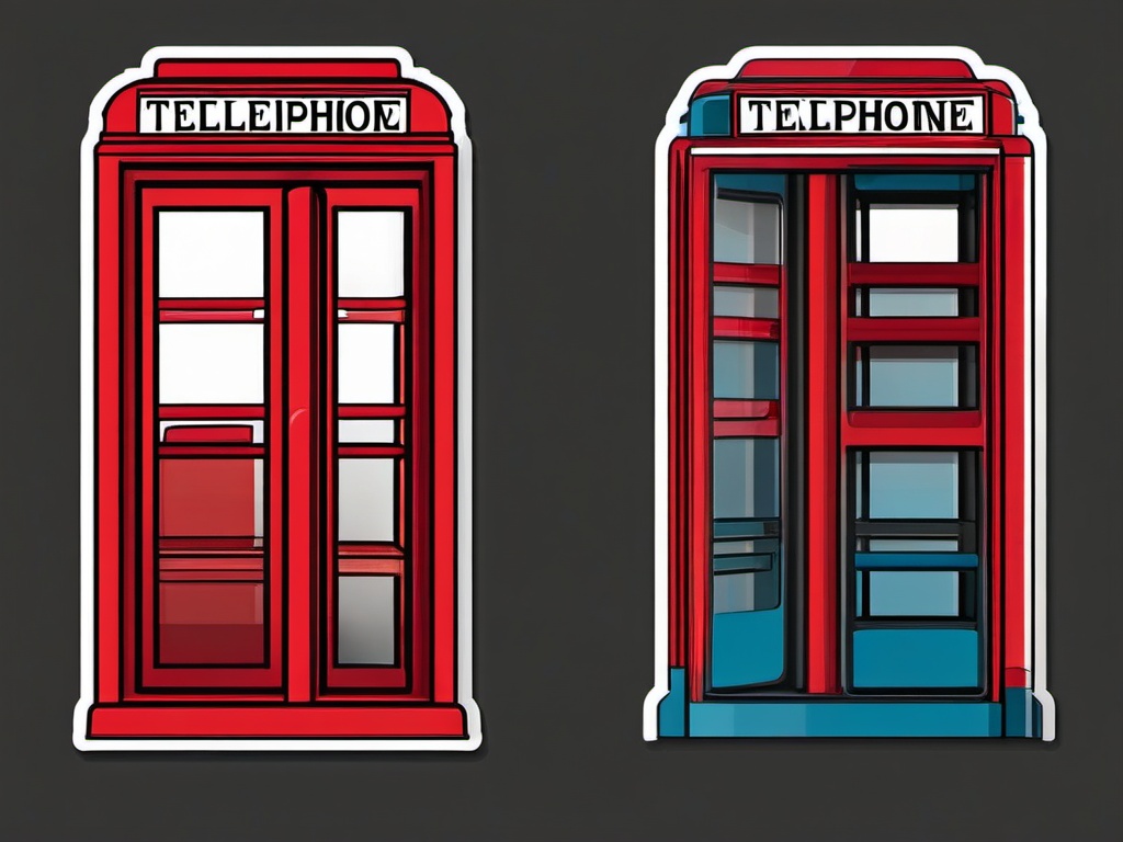 Telephone Booth Emoji Sticker - Urban communication, , sticker vector art, minimalist design