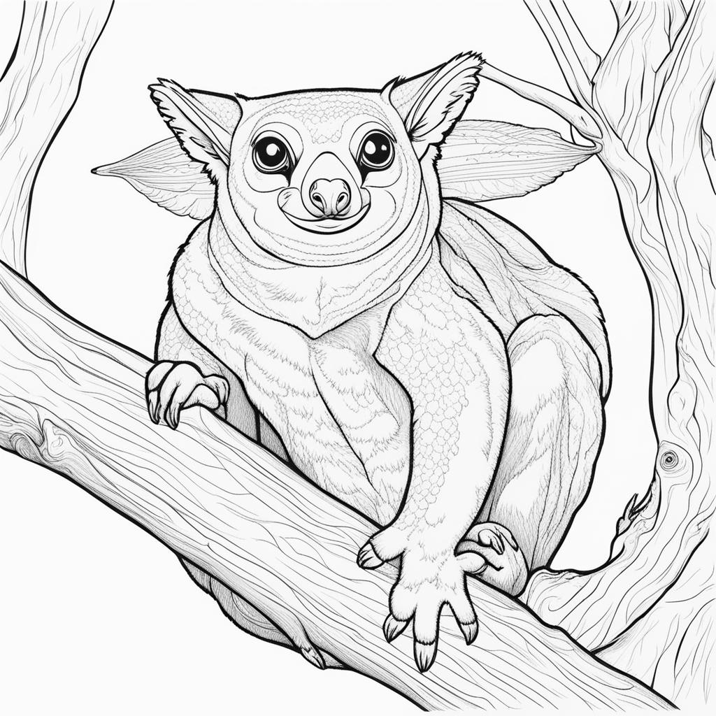 malayan flying lemur cute animals coloring page 