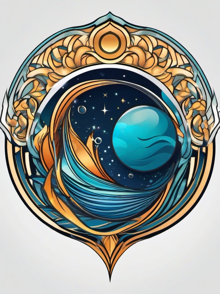 aquarius planet tattoo  simple vector color tattoo