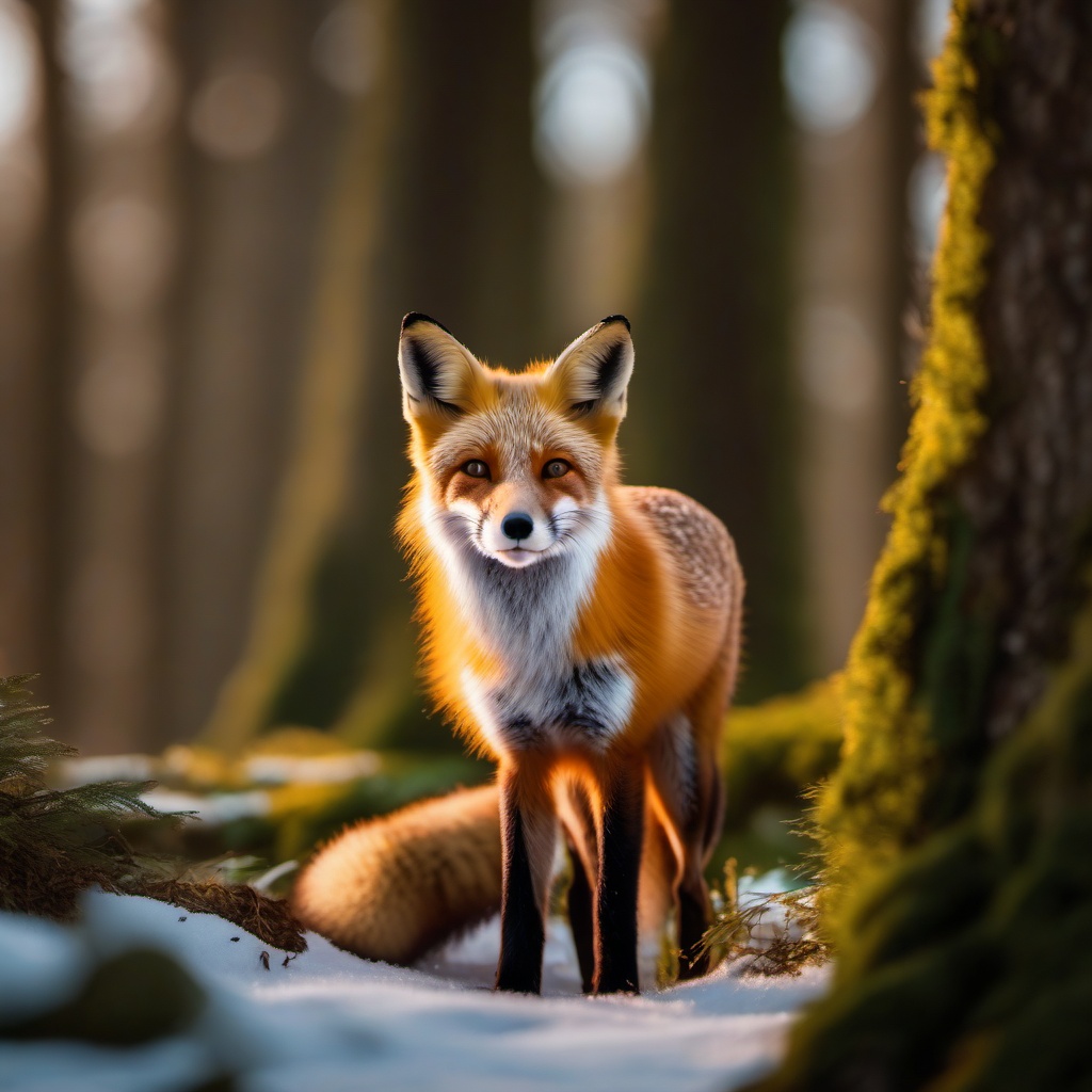 Cute Red Fox Exploring in a Woodland Wonderland 8k, cinematic, vivid colors