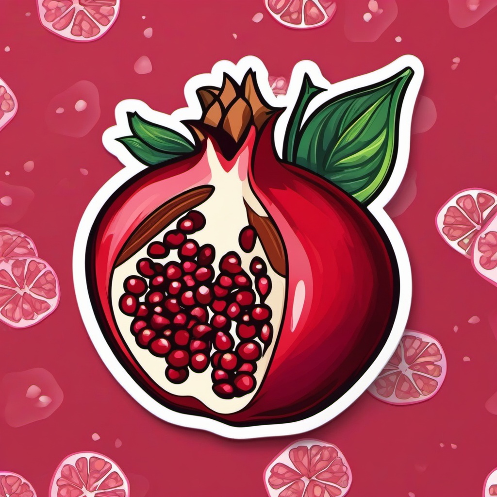 Pomegranate Sticker - Sweet and exotic, a pomegranate-hued taste sensation, , sticker vector art, minimalist design