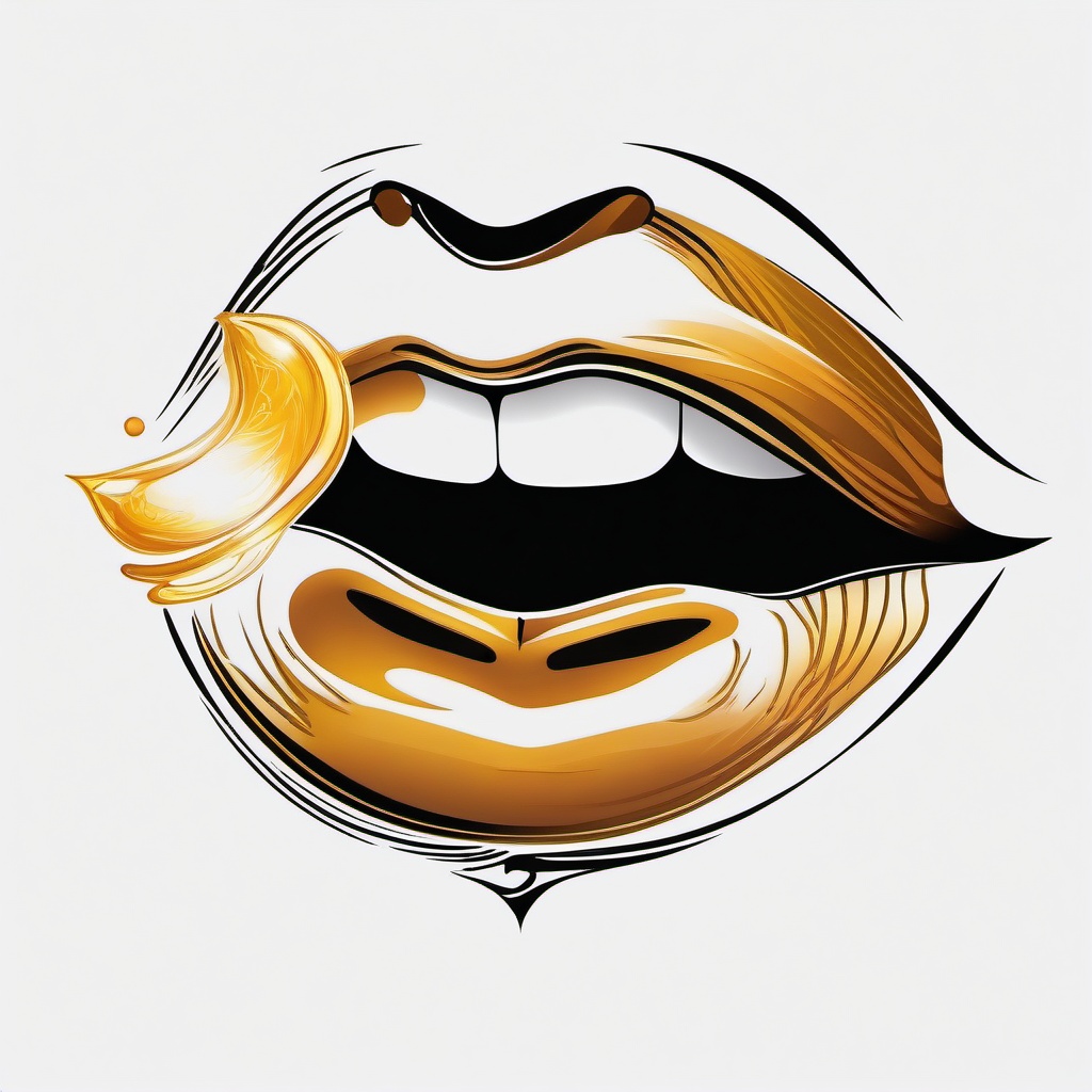 Honey Lip Tattoo - Embrace the sensual and sweet nature of honey with a lip tattoo, featuring elements that symbolize the allure and sweetness of this natural substance.  simple tattoo,minimalist,white background