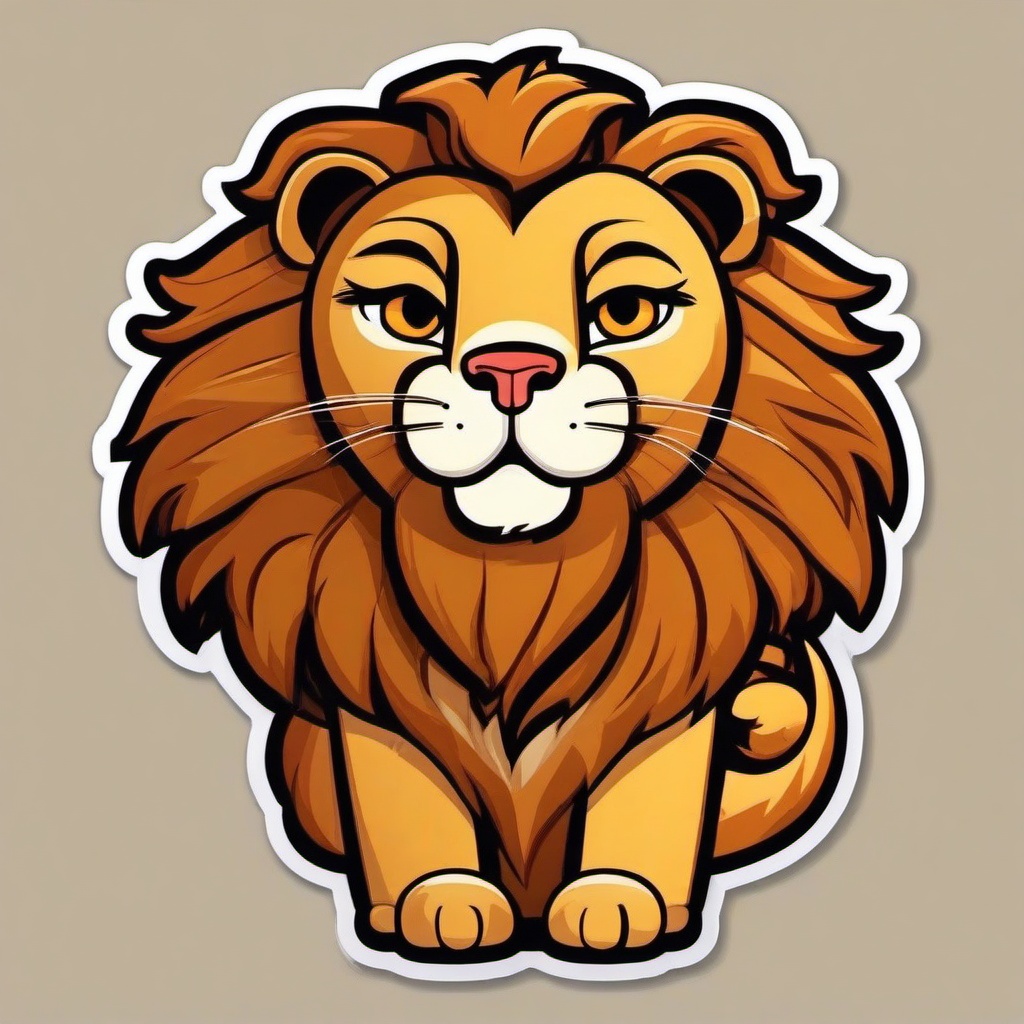 Lion cartoon - regal cat with a mane  cartoon sticker style