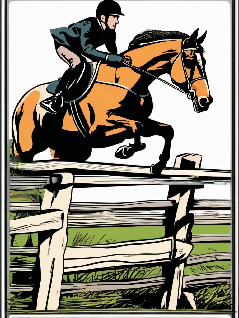 Horse clipart - horse jumping over a fence  