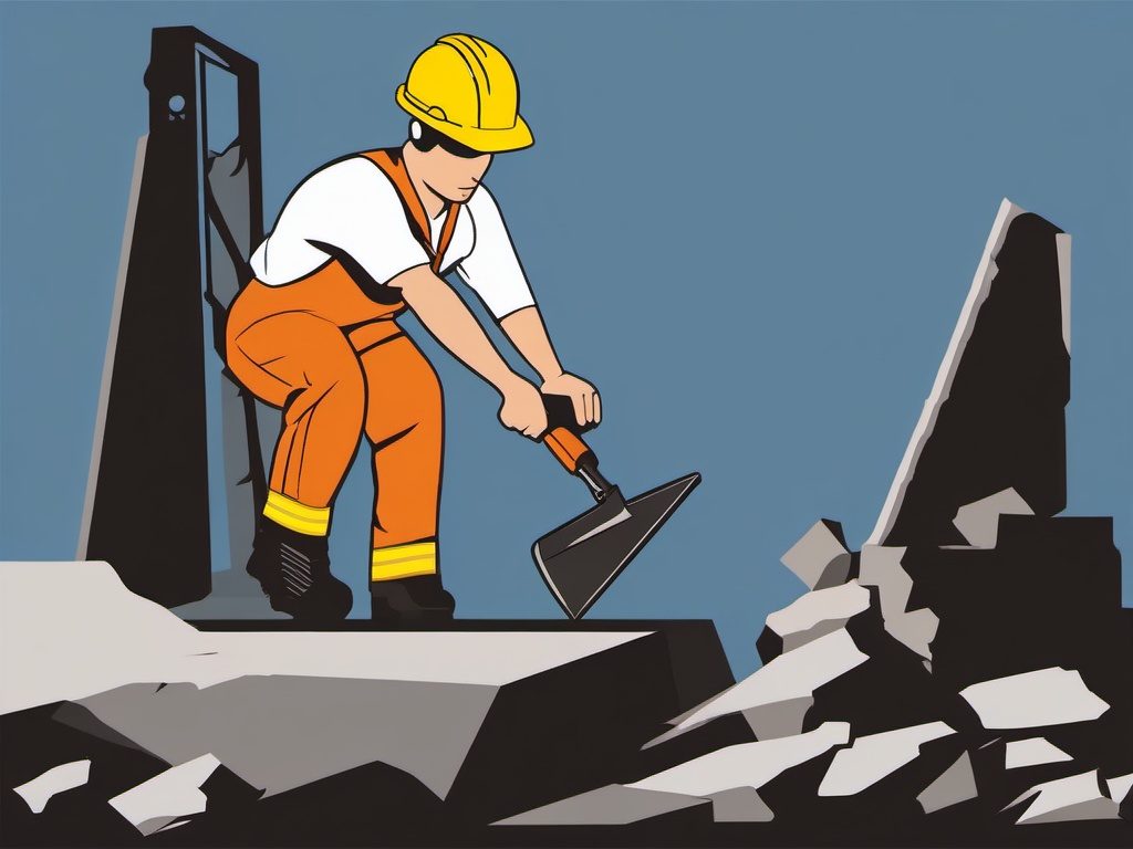 Jackhammer clipart - A worker using a jackhammer to break concrete., ,vector color clipart,minimal