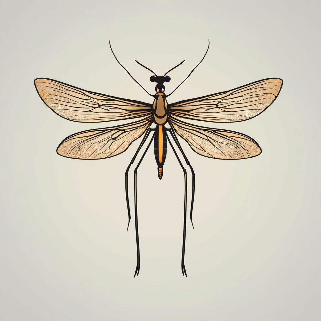 Crane Fly Clip Art - A crane fly with slender legs,  color vector clipart, minimal style