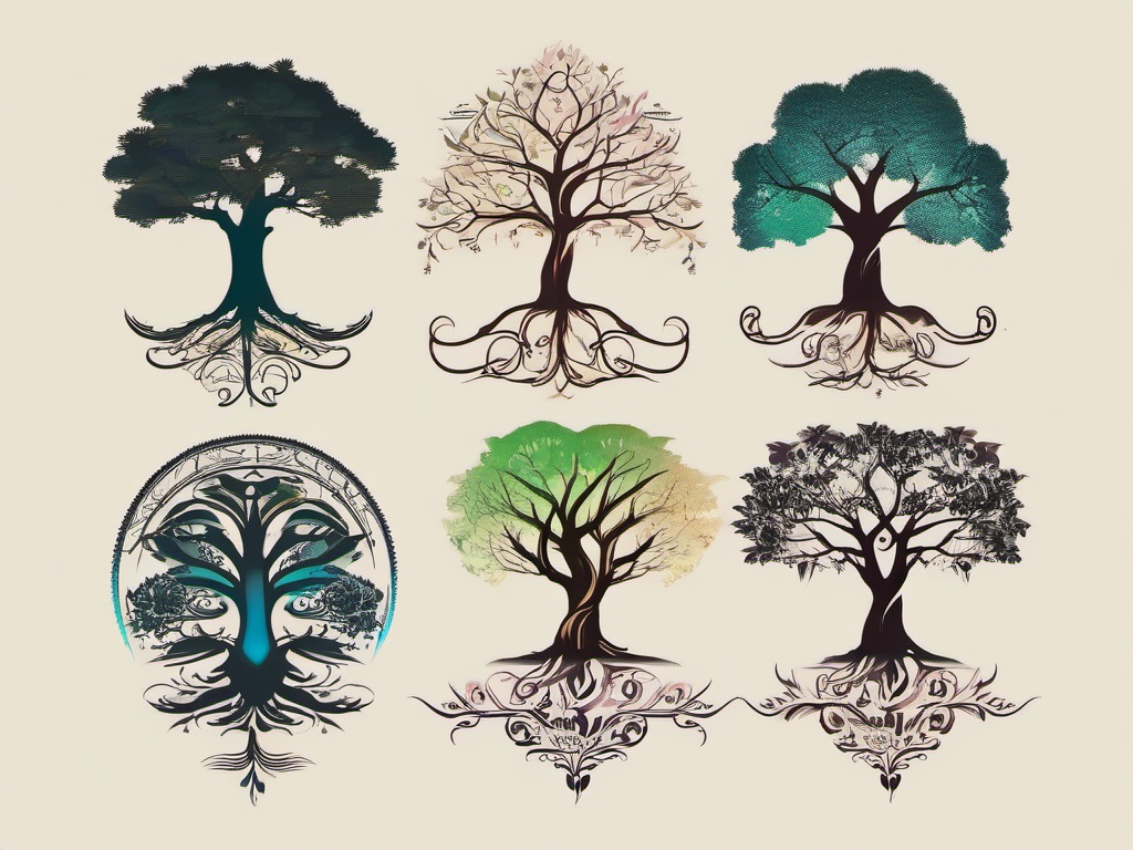 family tree name tattoos  simple vector color tattoo