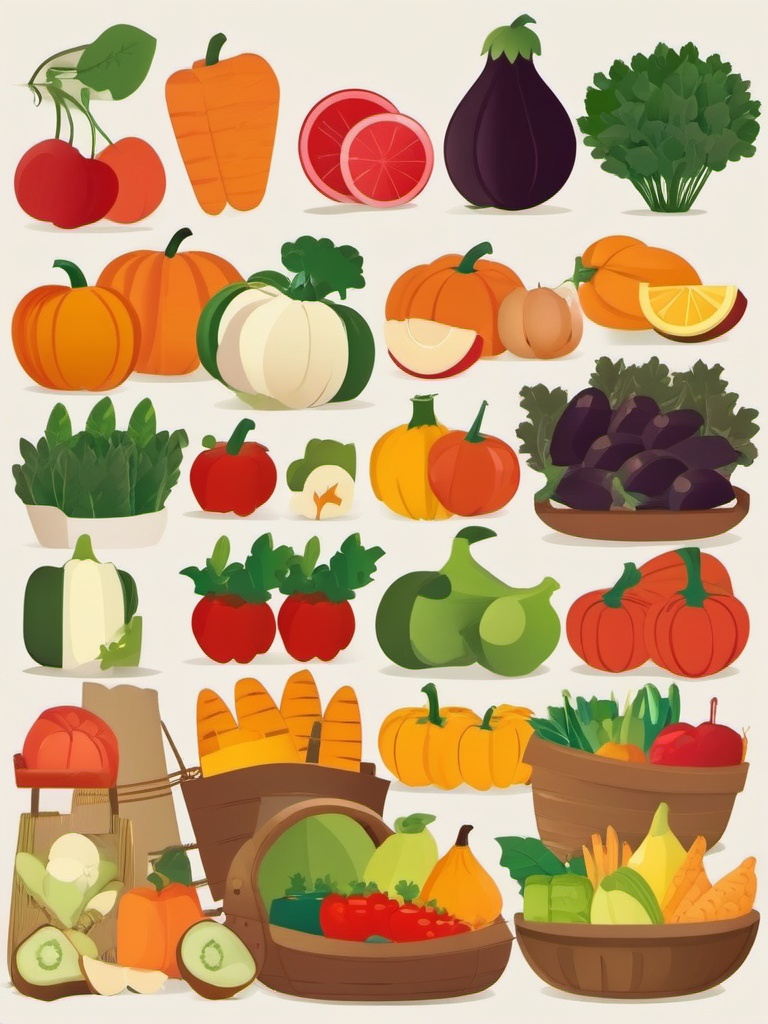 Fall Farmers Market clipart - Fresh produce at the market, ,vector color clipart,minimal