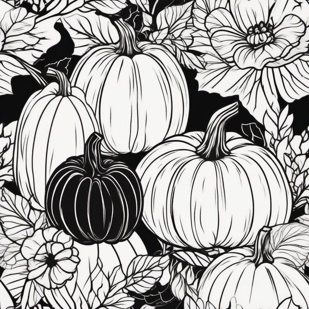 Pumpkin Tattoos Black and White - Tattoos featuring pumpkins in a black and white color scheme.  simple color tattoo,minimalist,white background