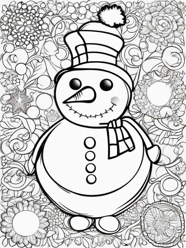 Snowman Color Sheet  outling,coloring pages,black and whit