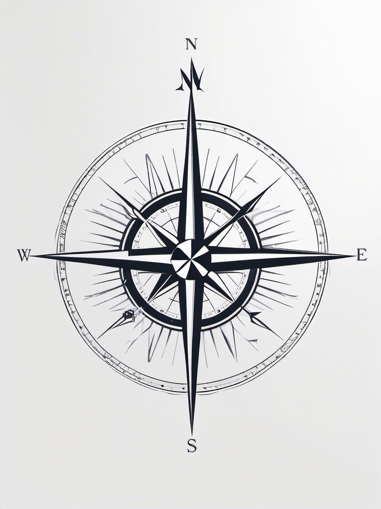 Compass Tattoo Minimal - Minimalistic representation of a compass tattoo.  simple vector tattoo,minimalist,white background