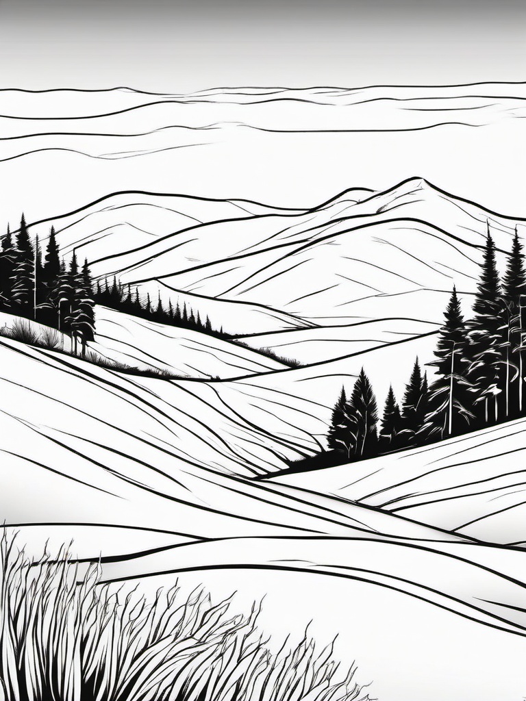 Winter Snowdrift Coloring Pages - Tall Mounds of Snow in Open Fields  minimal black outline printable sheet, coloring page