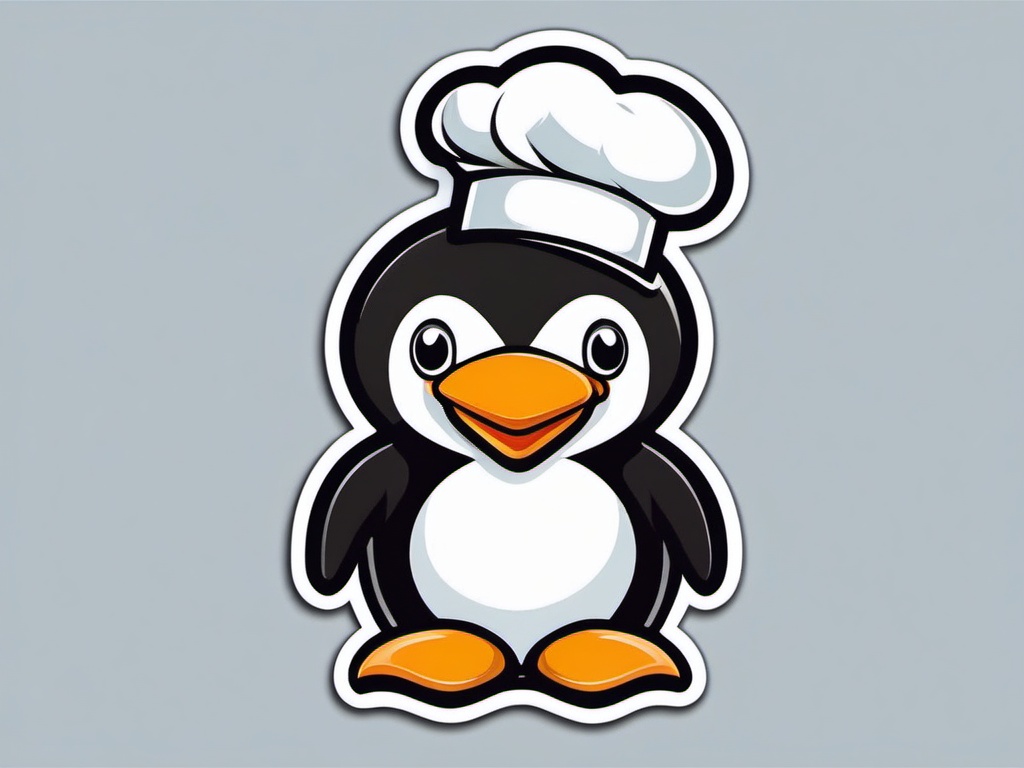 Penguin Chef Sticker - A penguin chef with a chef's hat, ready to cook up something delicious. ,vector color sticker art,minimal