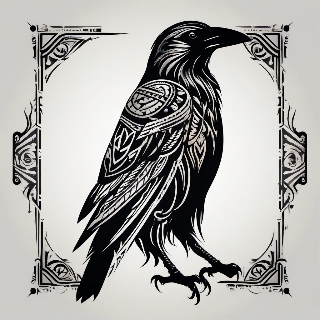 crow tattoo tribal  simple vector color tattoo