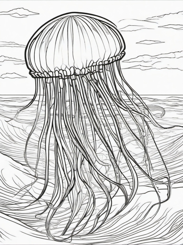 Box Jellyfish Coloring Pages - Deadly Transparent Ocean Drifter  black outline printable sheet, coloring page