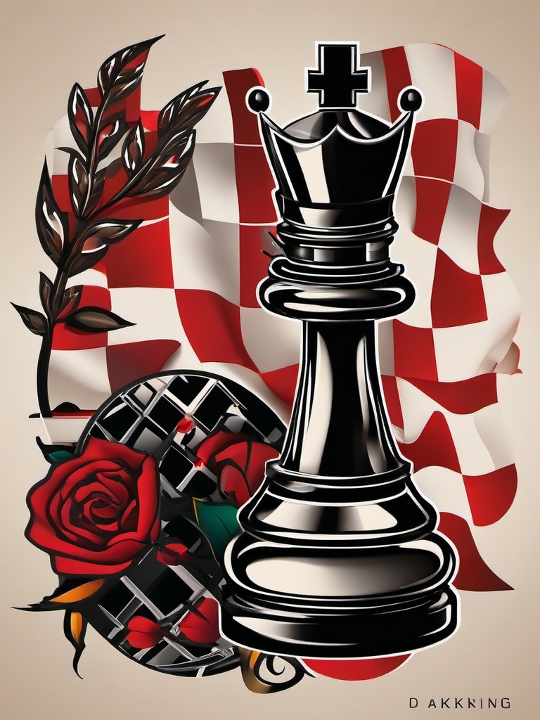 Chess tattoo: A strategic masterpiece on skin, celebrating the game of kings.  simple color tattoo style