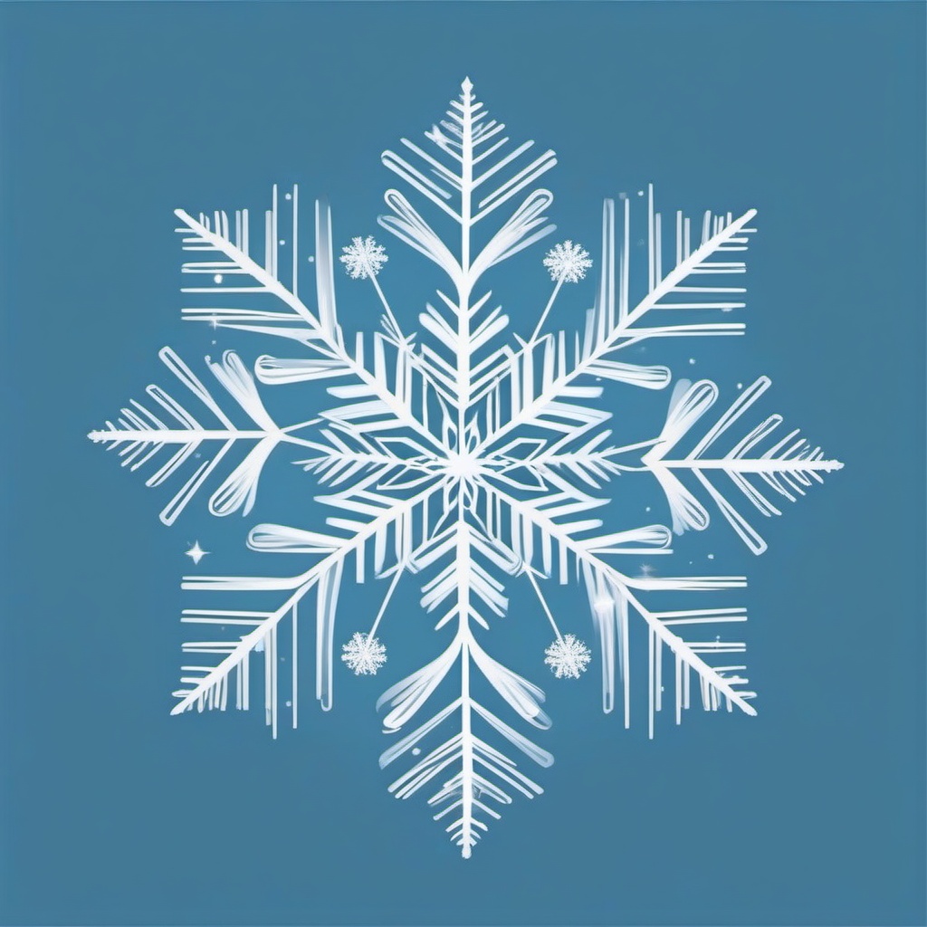 Snowflake Clipart - A delicate snowflake in the winter sky.  color clipart, minimalist, vector art, 