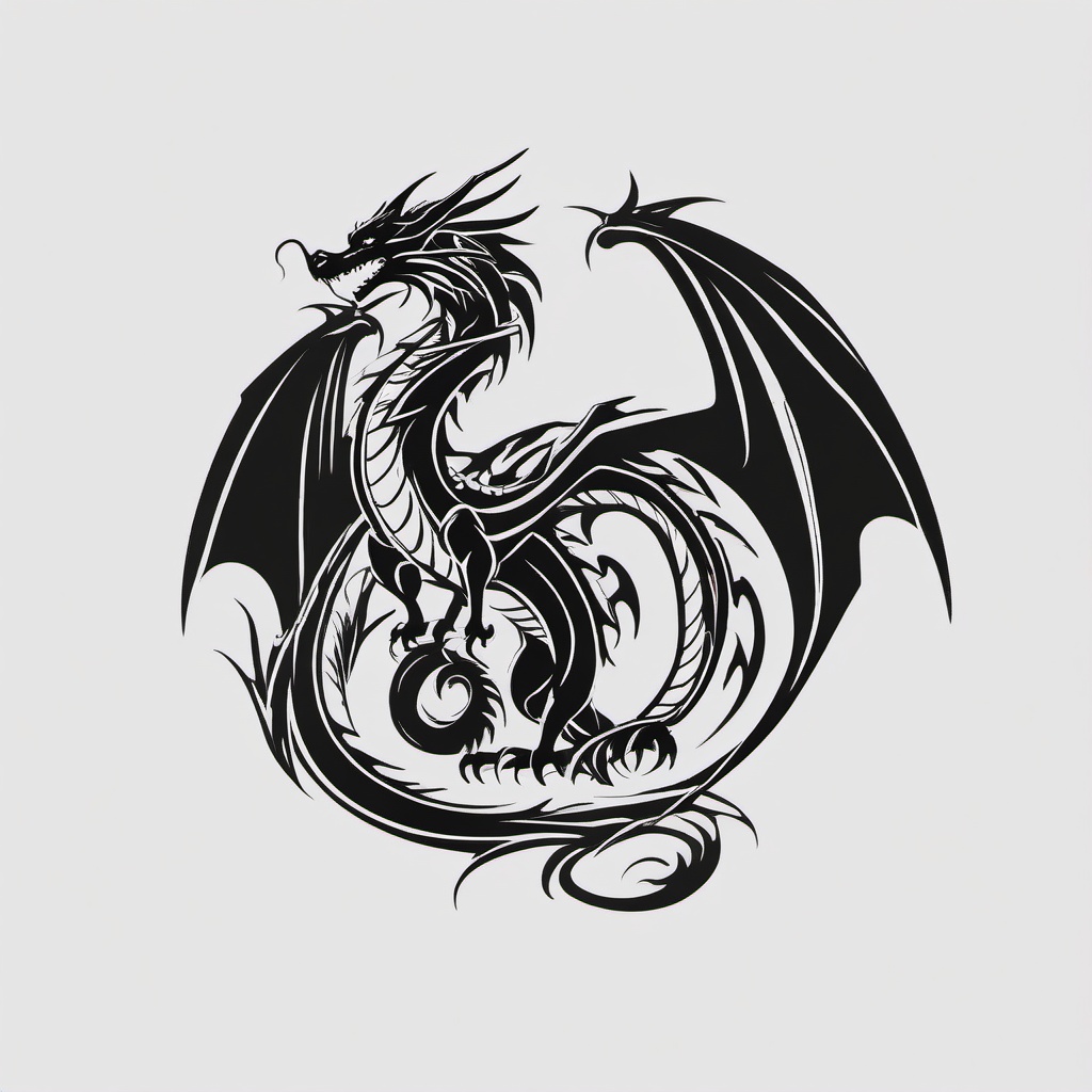 Dragon Got Tattoo - Tattoos inspired by the popular phrase got dragon, possibly referring to a specific fandom.  simple color tattoo,minimalist,white background