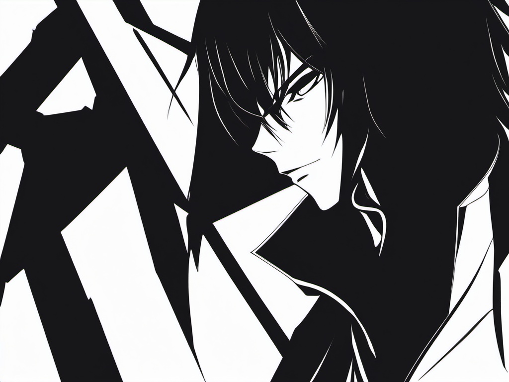 drawing of Lelouch Lamperouge anime  minimal rough sketch scribbles,doodles,black and white