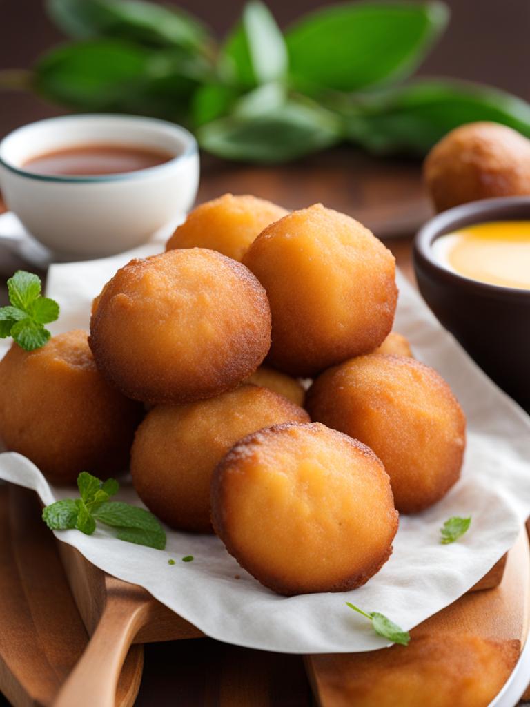 bolinho de chuva at a rainy day - savoring brazilian bolinho de chuva (raindrop fritters) on a cozy, rainy day. 