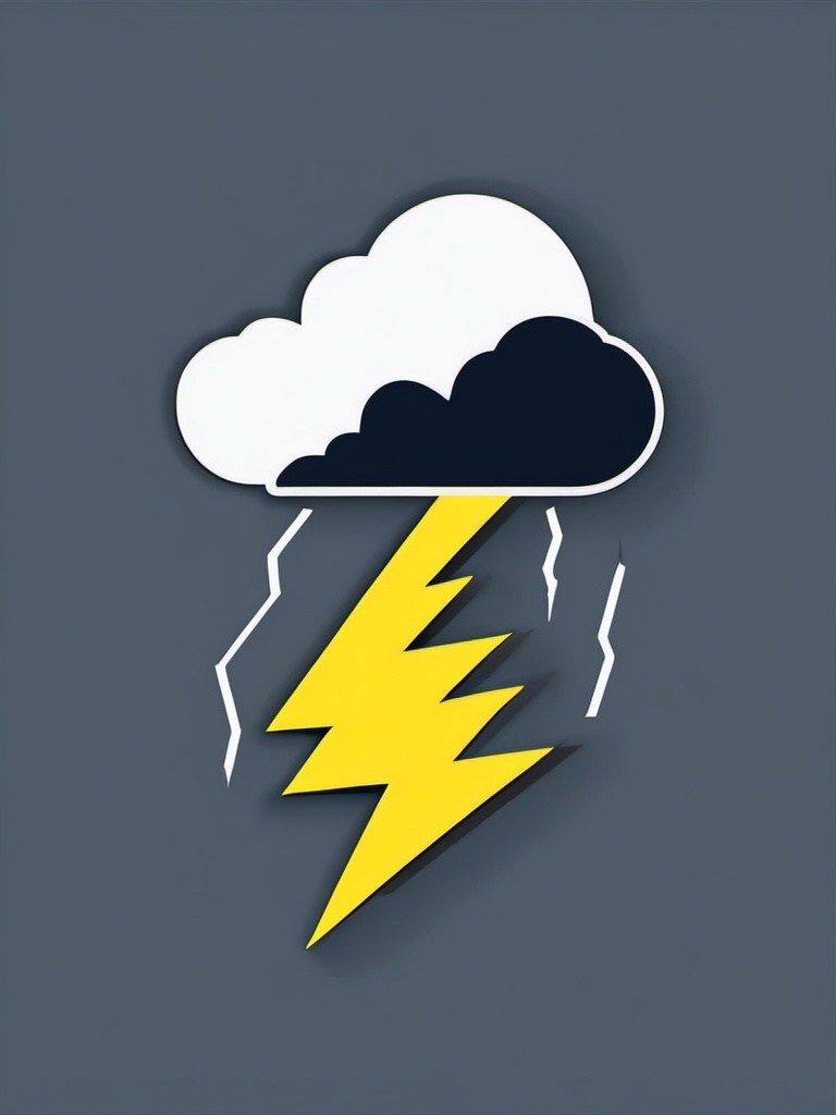 Cloud with lightning bolt sticker- Stormy and intense, , sticker vector art, minimalist design