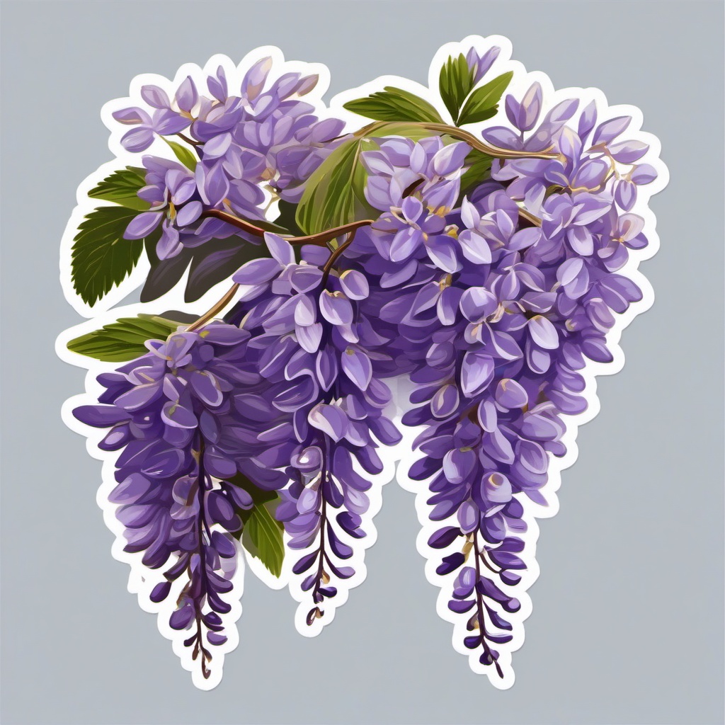 Wisteria Sticker - Experience the cascading and enchanting beauty of wisteria blooms with this sticker, , sticker vector art, minimalist design