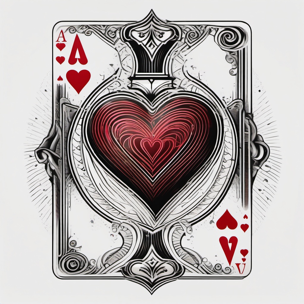 Ace of hearts tattoo, Ace of hearts, symbolizing luck and love, permanently etched in ink. , tattoo color art, clean white background