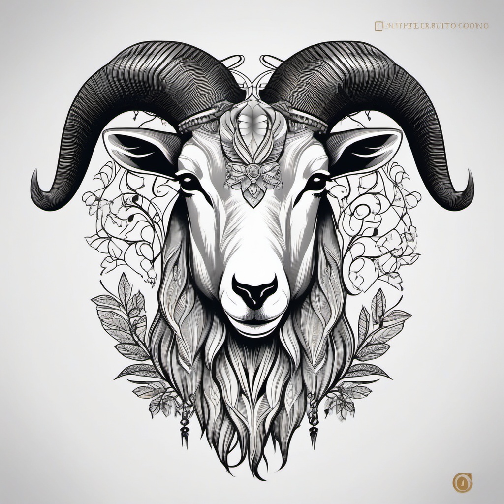 Goat Hand Tattoo - A tattoo featuring a goat design specifically crafted for hand placement.  simple color tattoo design,white background