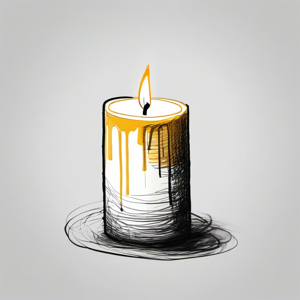 drawing of a bee wax candle  minimal rough sketch scribbles,doodles,black and white