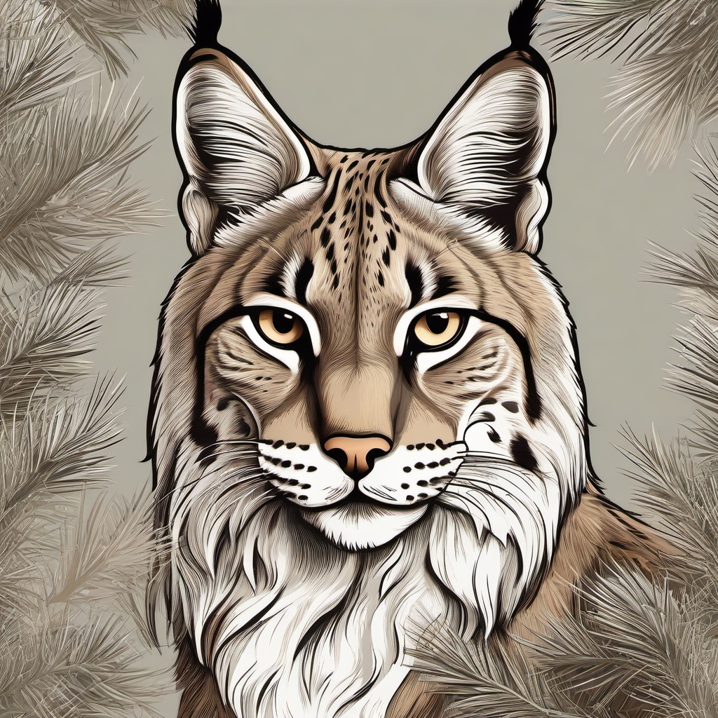 Lynx cartoon - wild cat with tufted ears and a short tail  