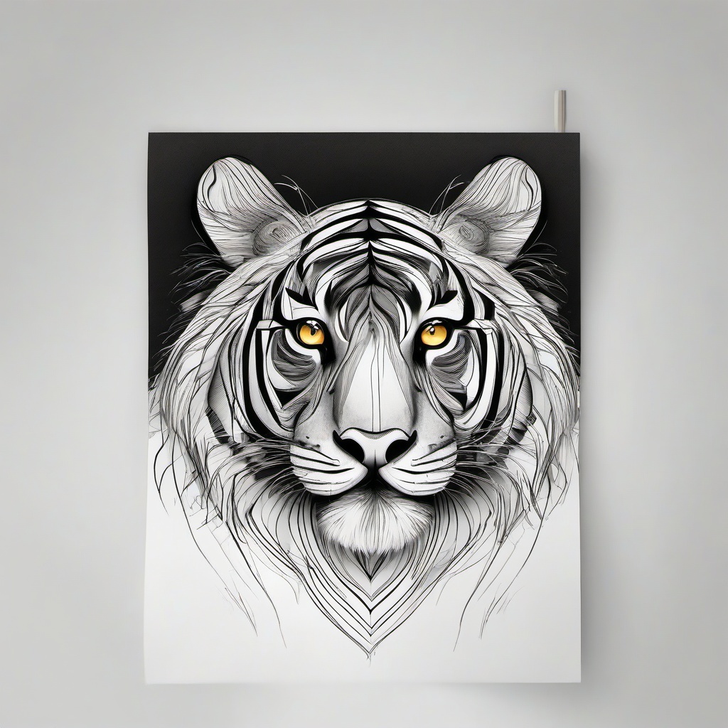 drawing of a tiger eye  minimal rough sketch scribbles,doodles,black and white