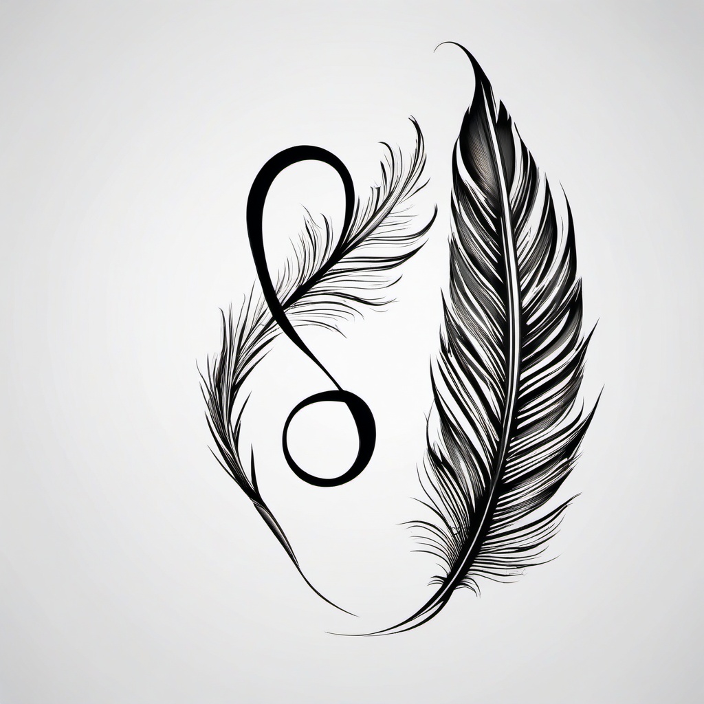 Feather and Infinity Tattoo - Combination of a feather and infinity symbol.  simple vector tattoo,minimalist,white background