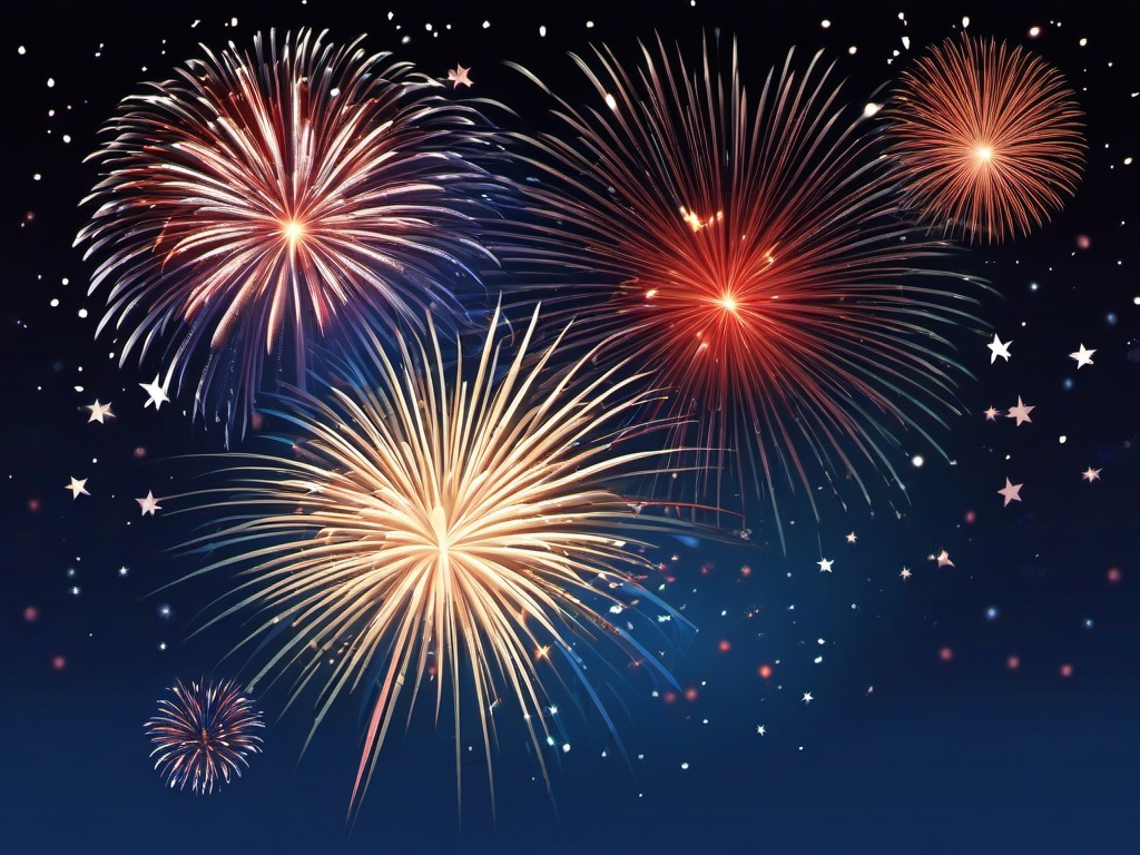 4th of July clipart - fireworks exploding in the night sky  