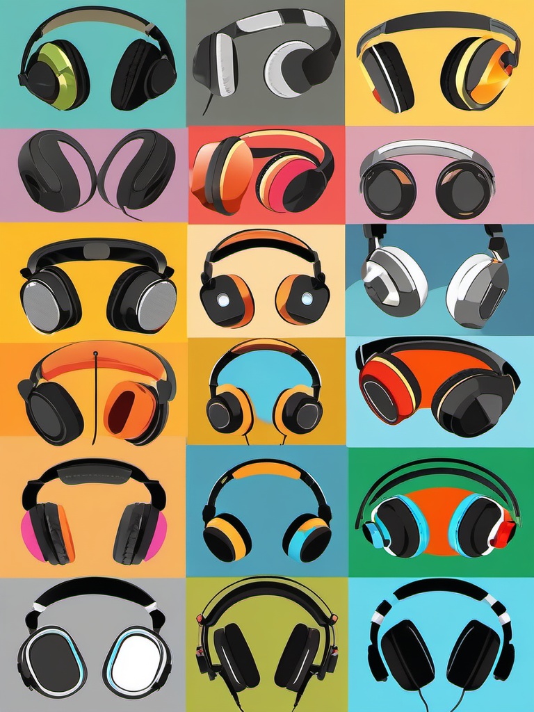 Headphones clipart - Over-ear headphones for audio listening, ,vector color clipart,minimal