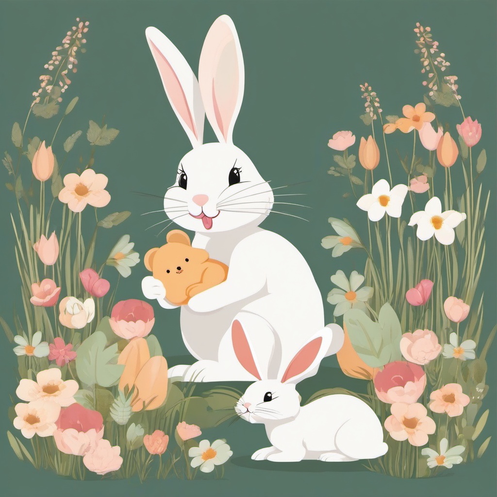 Bunny clipart - bunny with baby bunnies  