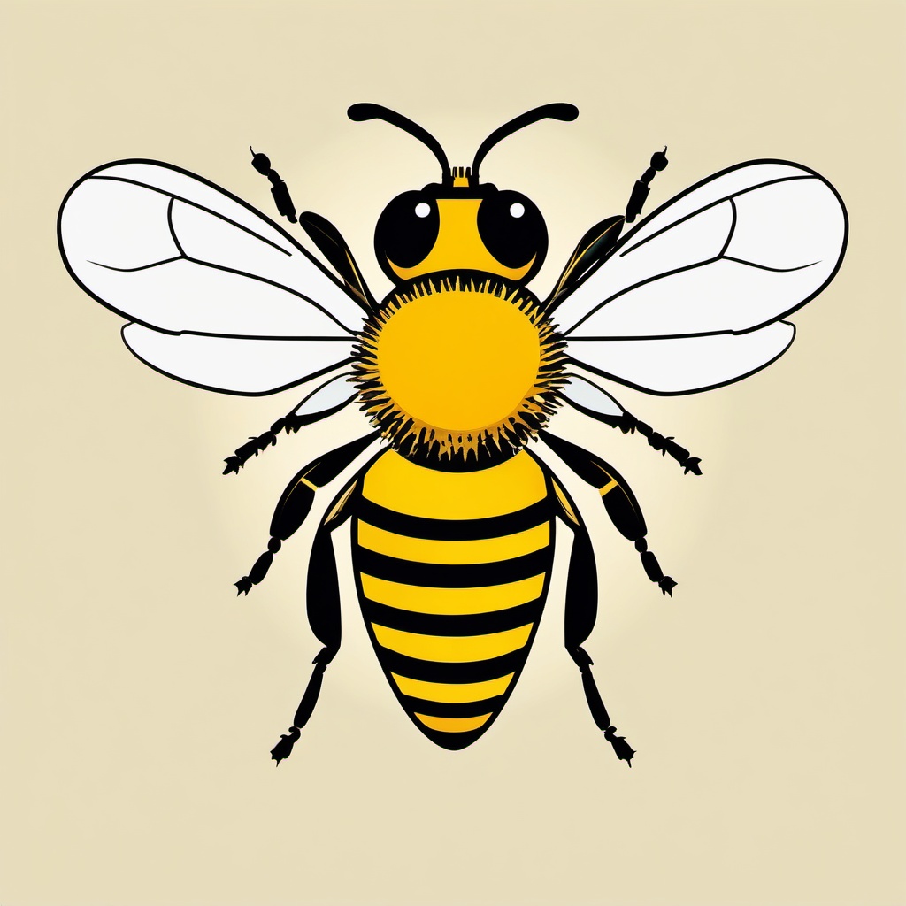 Honeybee Clip Art - A honeybee with pollen-covered legs,  color vector clipart, minimal style