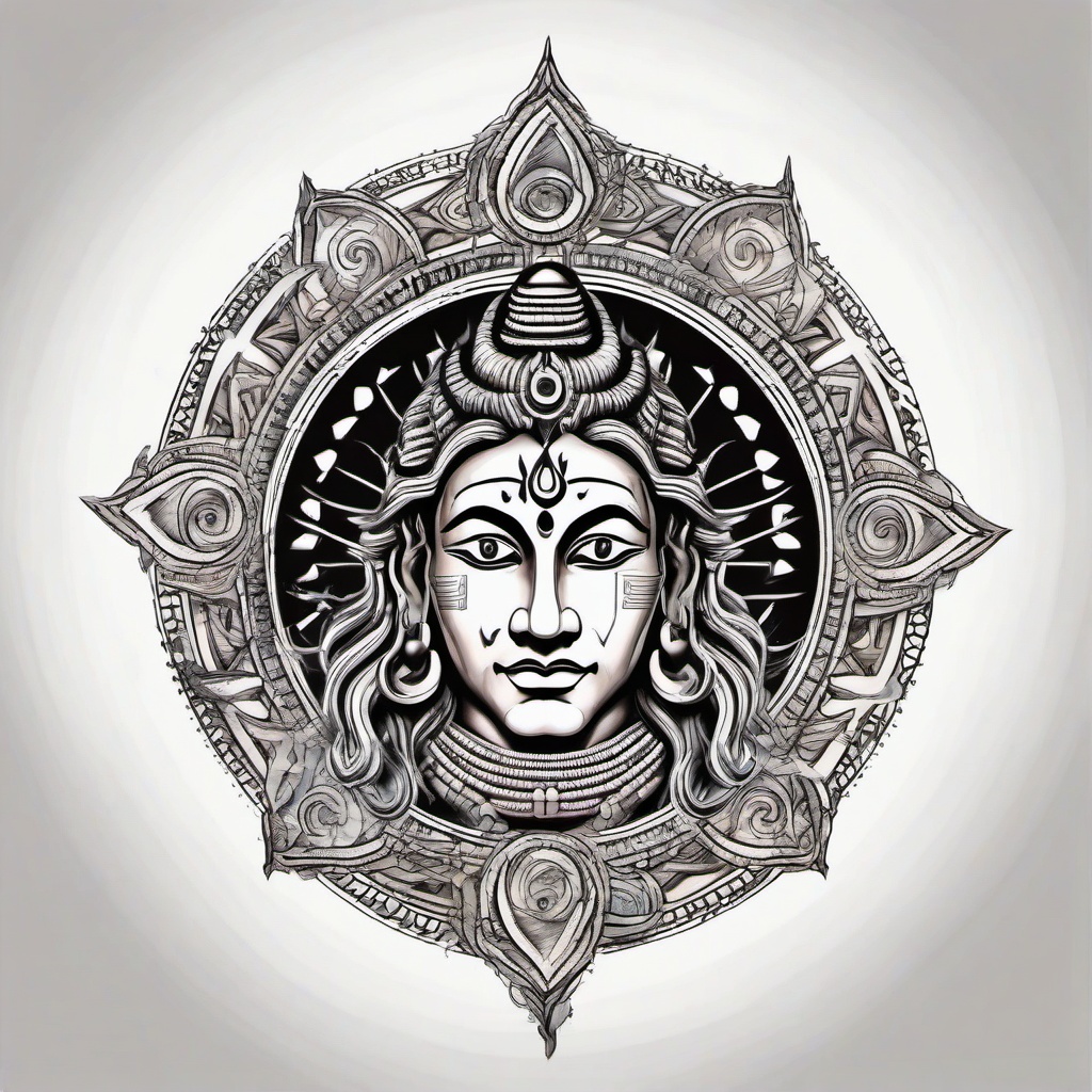 color lord shiva tatoo inside wheel  ,tattoo design, white background