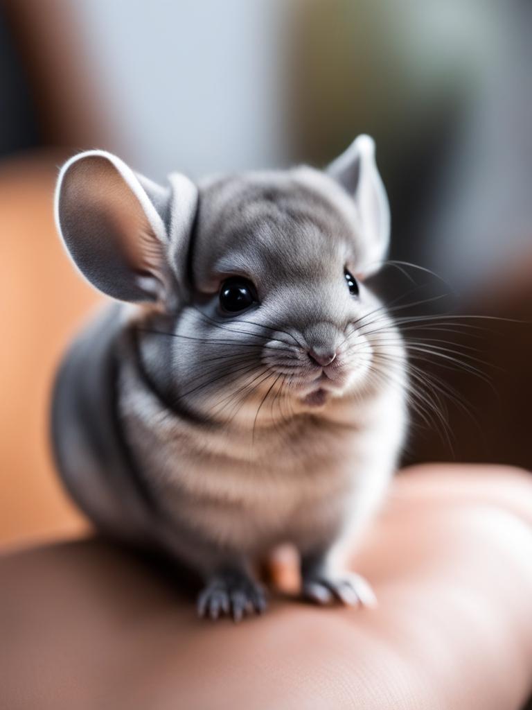 tiny baby chinchilla with soft, velvety fur. 