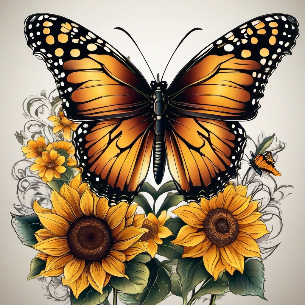 sunflower and butterfly tattoo ideas  