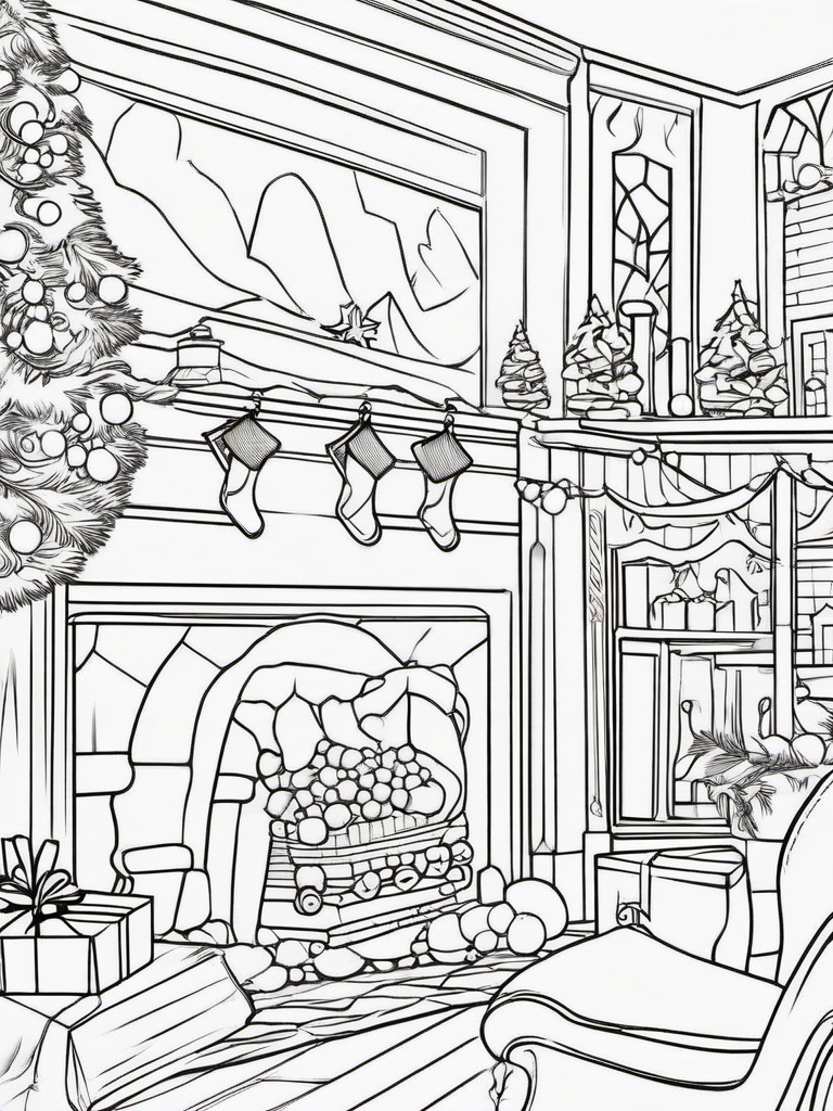 Santa Stocking Coloring Page  outling,coloring pages,black and whit