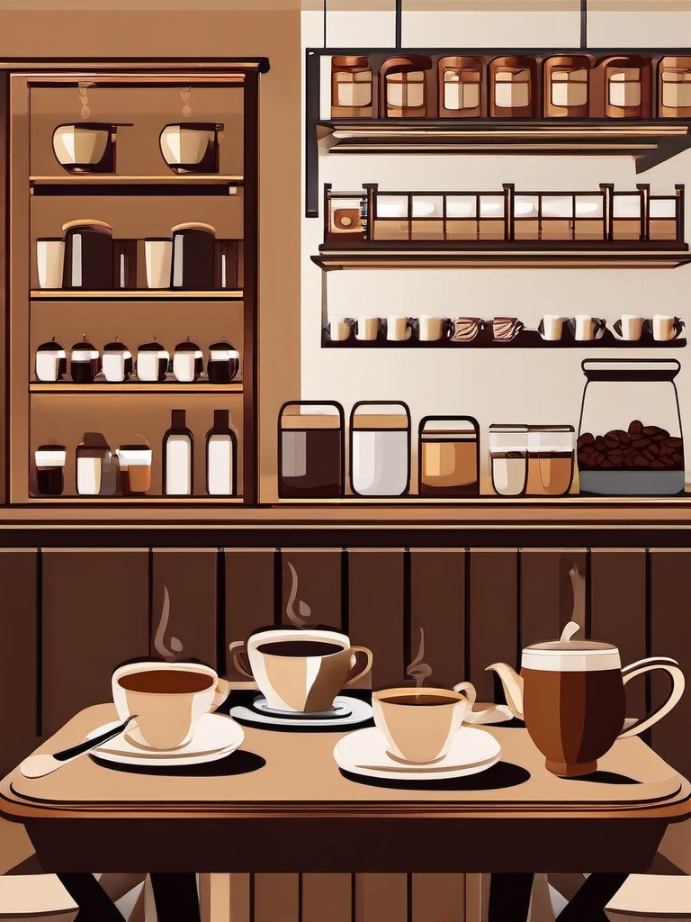 Coffee clipart - coffee in a cozy cafe setting  