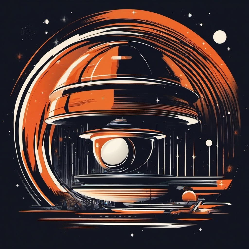 Space Age Retro - Design a shirt with a futuristic twist inspired by the Space Age. , vector art, splash art, retro t shirt design