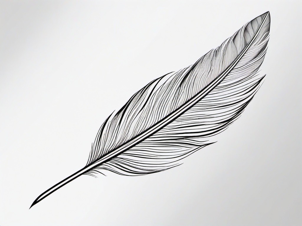 Fine Line Feather Tattoo - Feather design created with fine and detailed lines.  simple vector tattoo,minimalist,white background