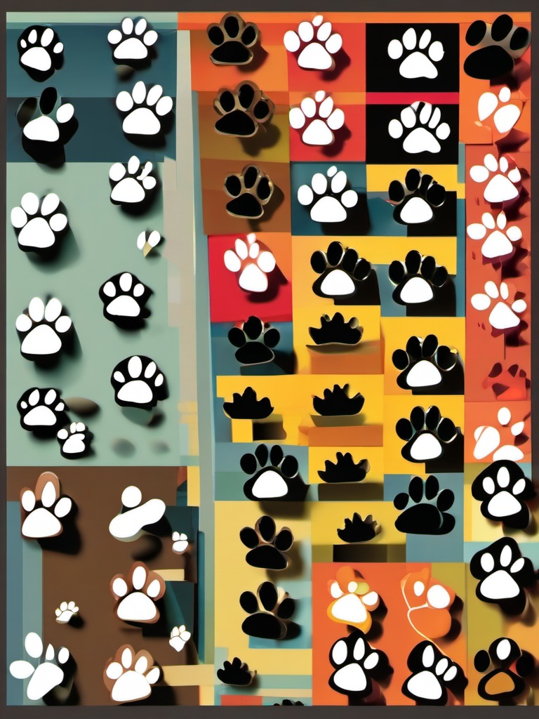 Paw Print clipart - set of paw prints on a path  