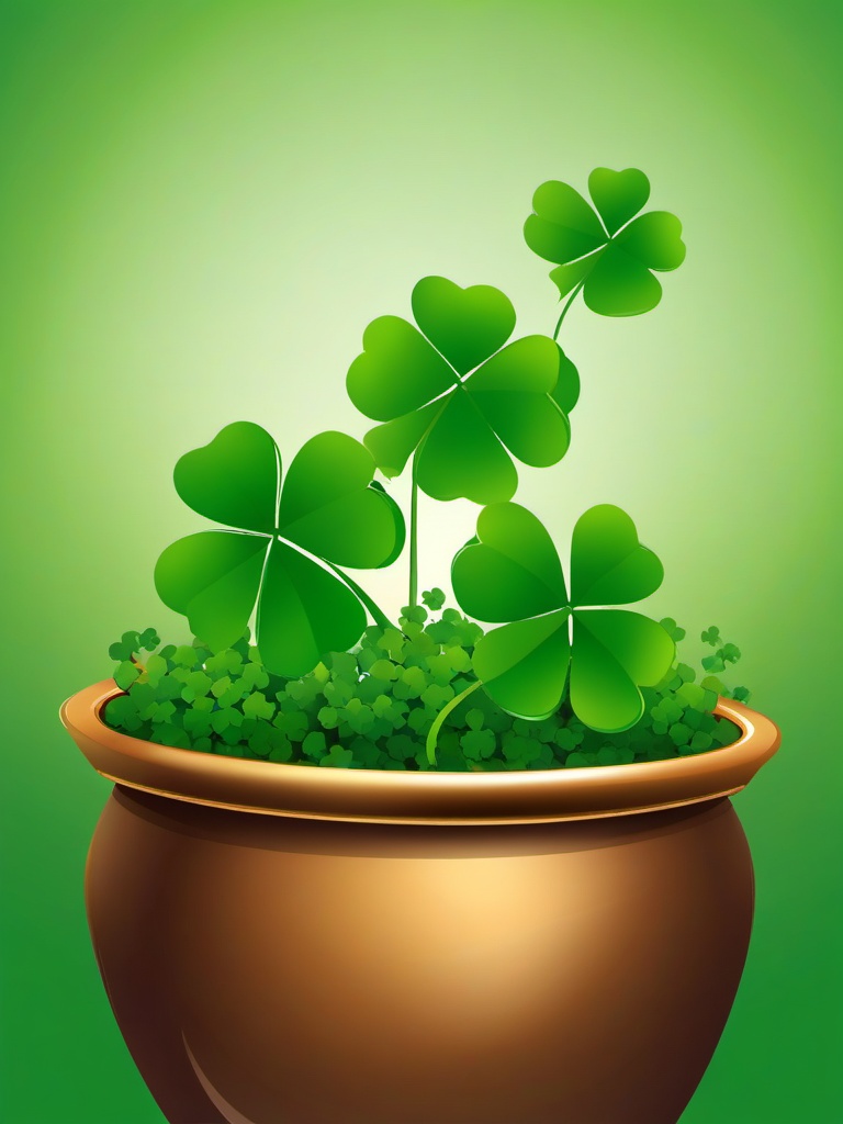 Four Leaf Clover clipart - four-leaf clover in a pot for good luck  