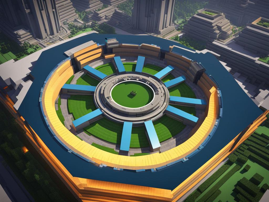 gigantic fusion reactor powering a city with clean energy - minecraft house design ideas minecraft block style