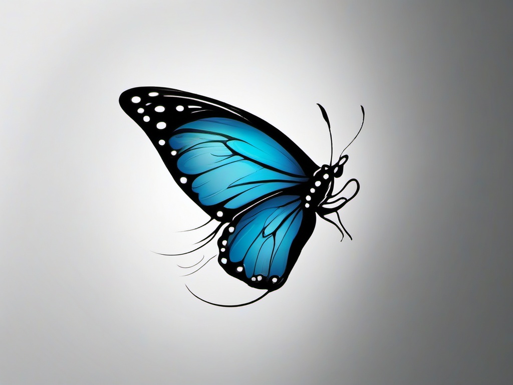 butterfly growth tattoo  simple color tattoo, minimal, white background