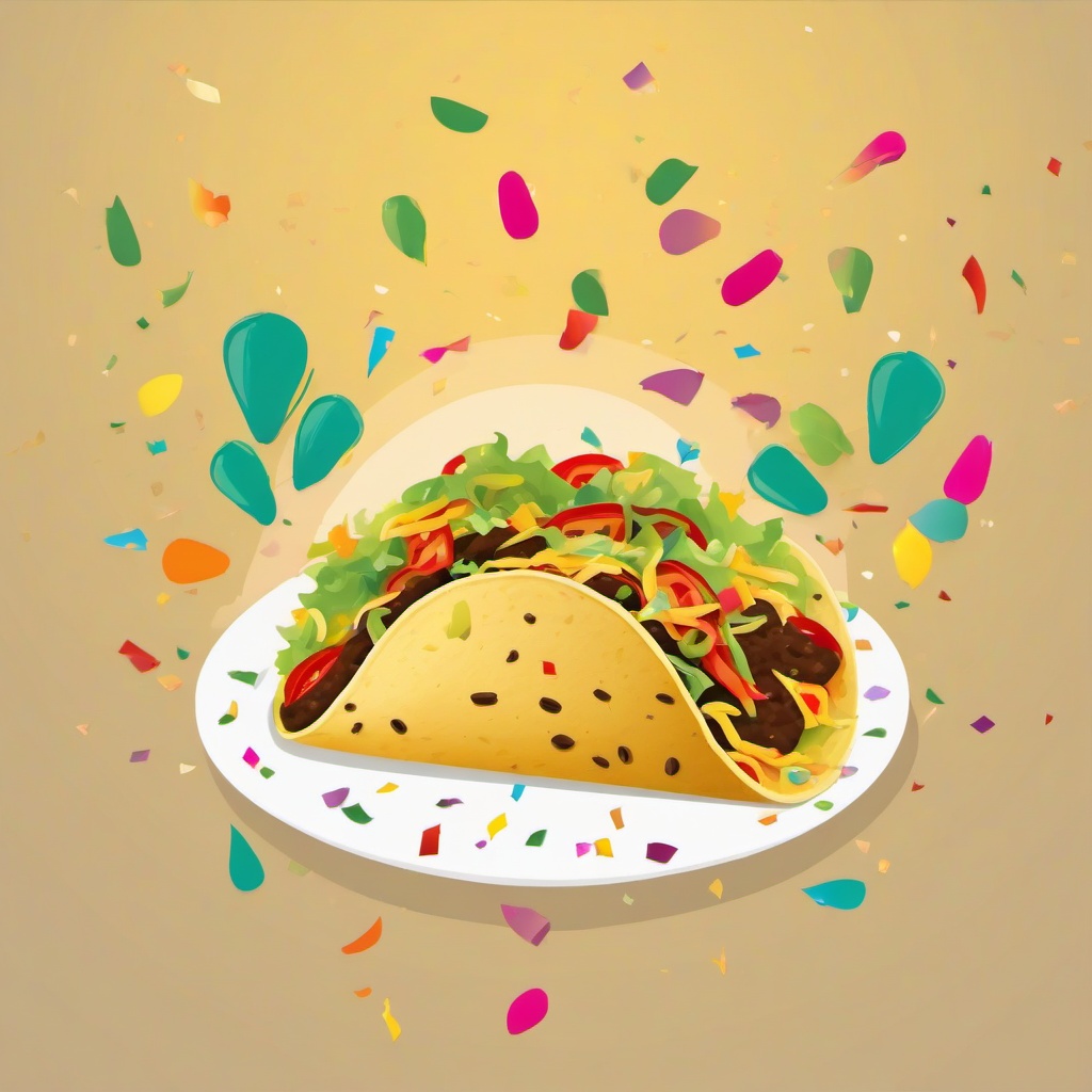 Taco clipart - taco with a fiesta background and confetti  color,minimalist,vector clipart